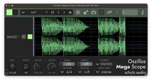 Stereo Display in Oszillos Mega Scope.