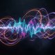 An abstract, vibrant visualization of rhythmic energy. Interweaving light trails and pulsating waveforms in a dark, atmospheric space, representing complex yet cohesive rhythmic patterns. Focus on dynamic movement and the interplay of different visual ele
