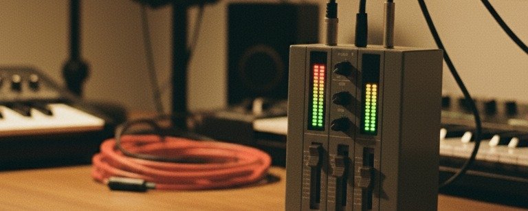 Portacrunch 424 plugin unit with LED meters in studio