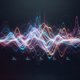 An abstract, vibrant visualization of sound frequencies, focusing on the midrange. Dynamic, colorful waves and spectrum lines intertwine, representing clarity and punch. The image should convey the energy and detail of audio, with a subtle sense of freque