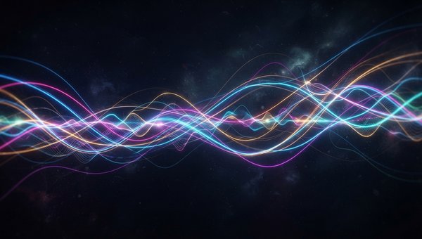 Abstract art, multiple glowing, intertwining lines of light representing independent musical melodies, weaving through a dark, ethereal space, subtly suggesting harmony and movement, vibrant colors, flowing, dynamic composition.