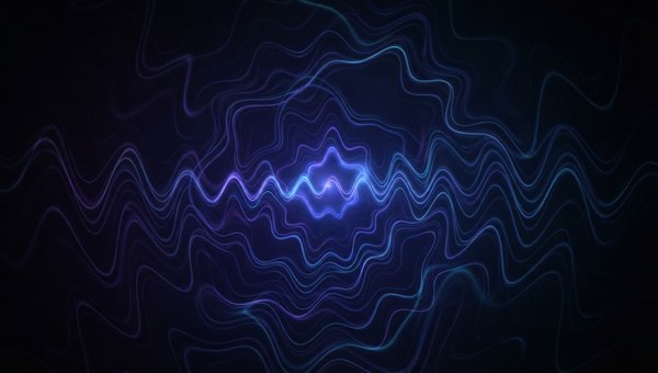 An abstract, dark, and moody visual representation of deep sub-bass frequencies. Imagine subtle, slow-moving sine waves or pulsing low-frequency vibrations depicted as smooth, undulating light trails or gradients in deep blues and purples, emanating from 