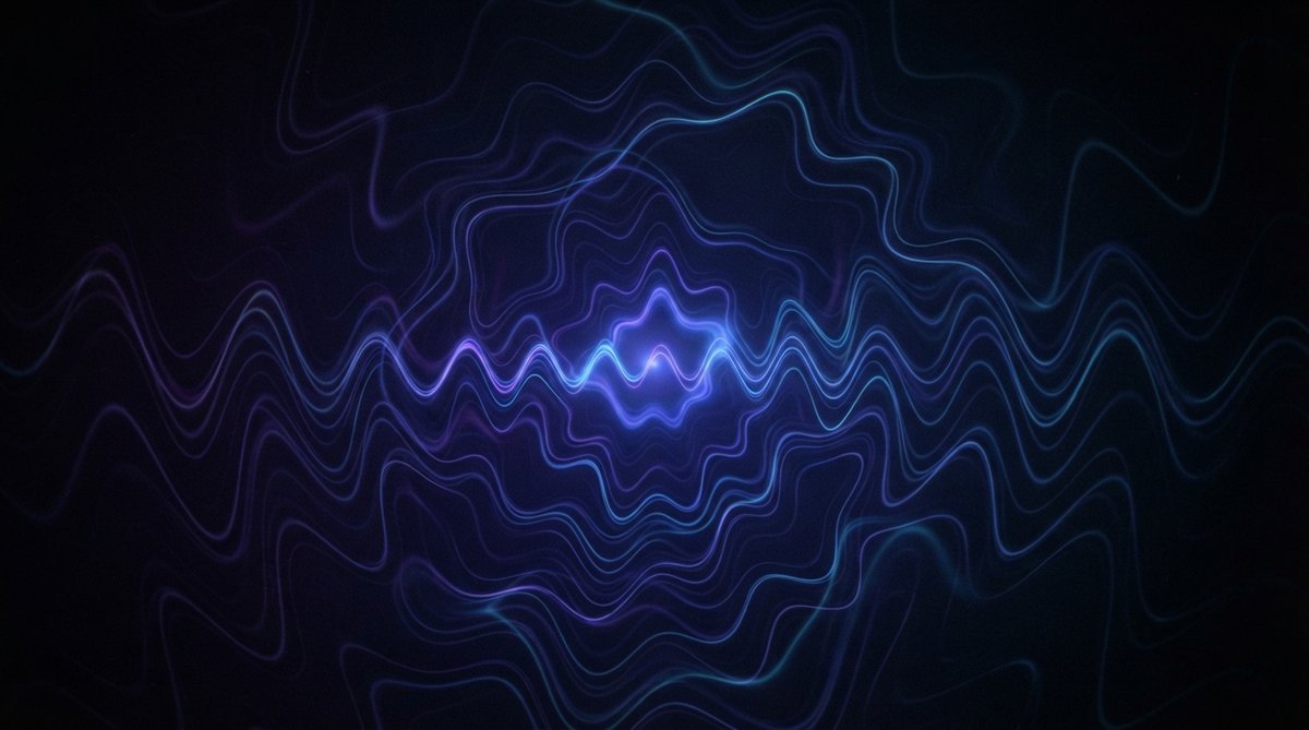 An abstract, dark, and moody visual representation of deep sub-bass frequencies. Imagine subtle, slow-moving sine waves or pulsing low-frequency vibrations depicted as smooth, undulating light trails or gradients in deep blues and purples, emanating from 