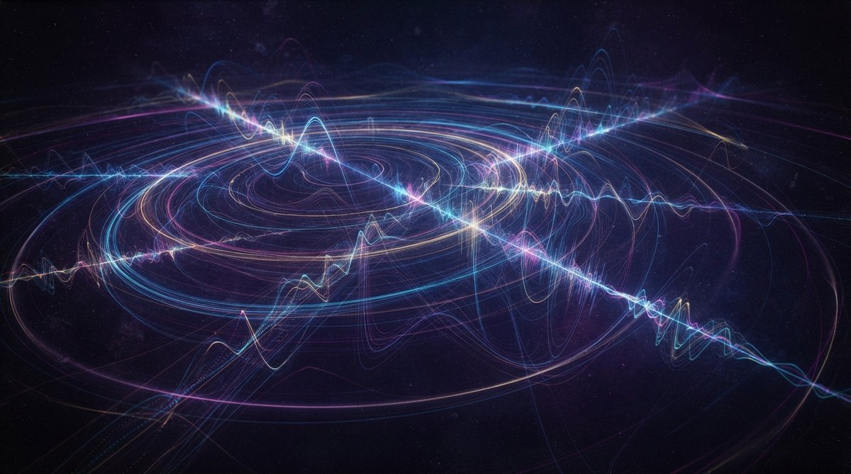An abstract visualization of sound waves creating a sense of deep, expansive space. The image features soft, glowing light trails and ethereal color gradients, suggesting echoes and reflections. No screens or plugin UIs.