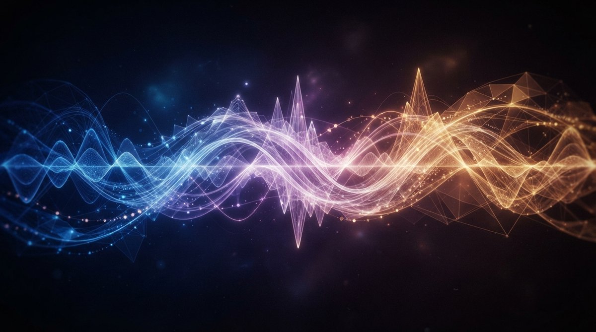 Abstract visualization of musical harmony shifting between keys, with subtle color gradients representing different tonal centers. Smooth transitions and interlocking patterns, not showing any screens or plugin UIs. Focus on fluid movement and harmonic re